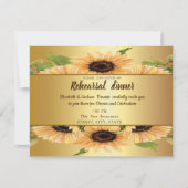 エレガント金ゴールド，ひまわりリハーサルディナー 招待状 (正面)