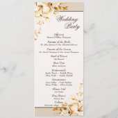 エレガント金ゴールド&アイボリーフローラ式ウェディングパーティー プログラム (裏面)