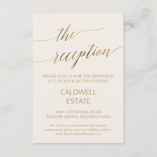 エレガント金ゴールド |アイボリー披露宴 エンクロージャーカード (正面)