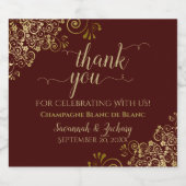 エレガント金ゴールド&オーバ結婚ン・ブラウン スパークリングワインラベル (シングルラベル)