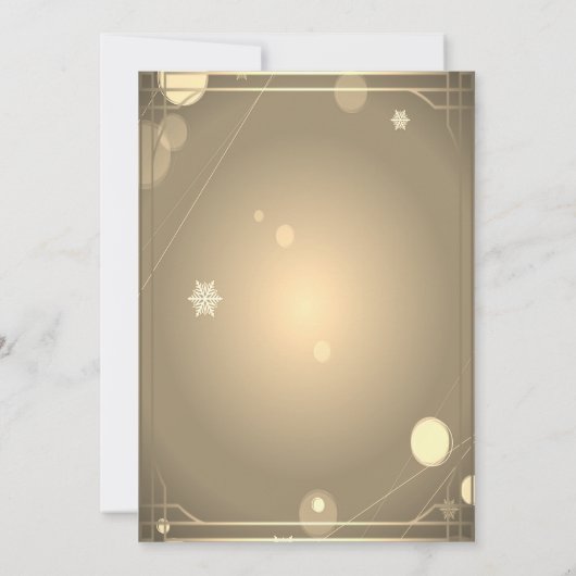 エレガント金ゴールド，クリスマスツリー会社クリスマスパーティー 招待状 (裏面)