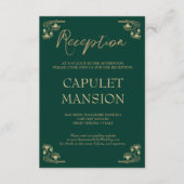 エレガント金ゴールド&グリーンアールデコ結婚披露宴 エンクロージャーカード (正面)