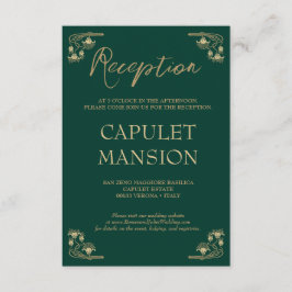 エレガント金ゴールド&グリーンアールデコ結婚披露宴 エンクロージャーカード