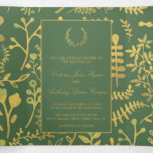 エレガント金ゴールド&グリーンフローラリース結婚ズスイート 三つ折り招待状 (内部中)