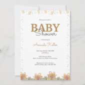 エレガント金ゴールド&グリーンベビーシャワー招待状 招待状 (正面)