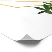 エレガント金ゴールド&グリーンボタニカルバプテスムウェルカム ポスター (角)