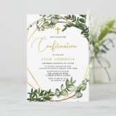 エレガント金ゴールド&グリーン植物確認 招待状 (スタンド正面)