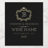 エレガント金ゴールド&シルバークラウンフレーム ワインラベル (シングルラベル)