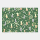 エレガント金ゴールド&シルバークリスマスツリーの雪片 ラッピングペーパーシート (正面2)
