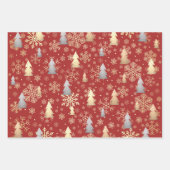 エレガント金ゴールド&シルバークリスマスツリーの雪片 ラッピングペーパーシート (正面)