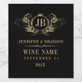 エレガント金ゴールド&シルバーフレーム（クラウン付き） ワインラベル (シングルラベル)