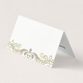 エレガント金ゴールド&シルバーフローラスワールレース 名刺 (裏面)