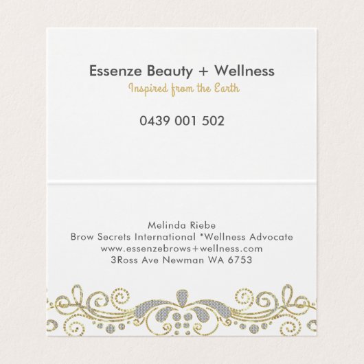 エレガント金ゴールド&シルバーフローラスワールレース 名刺 (内部フラット)