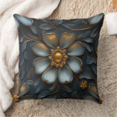 エレガント金ゴールド&シルバーフローララグジュアリーデザイン クッション (ブランケット)