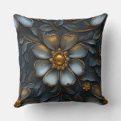 エレガント金ゴールド&シルバーフローララグジュアリーデザイン クッション (裏面)