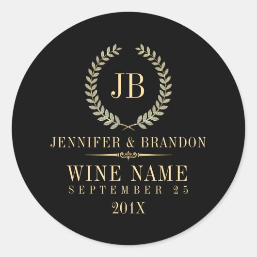 エレガント金ゴールド&シルバーローレルリース ラウンドシール (正面)