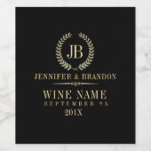 エレガント金ゴールド&シルバーローレルリース ワインラベル (シングルラベル)