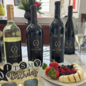 エレガント金ゴールド&シルバーローレルリース ワインラベル