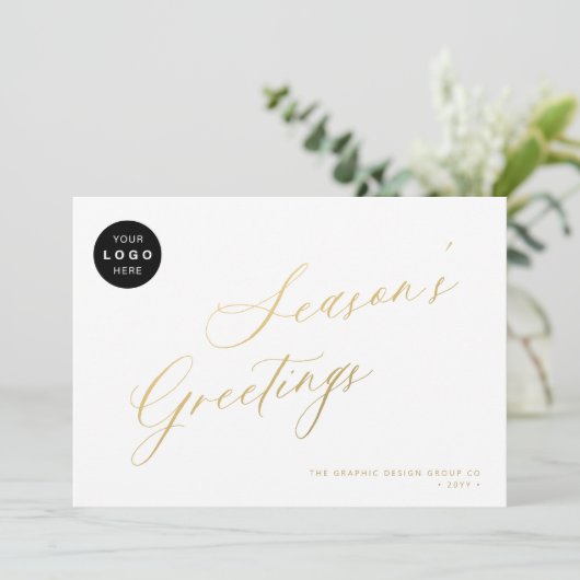 エレガント金ゴールド・スクリプトのビジネス・ロ企業のゴ シーズンカード (スタンド正面)