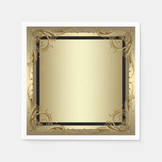 エレガント金ゴールド スタンダードカクテルナプキン (正面)