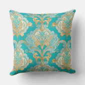 エレガント金ゴールド,ターコイズ,ティール(緑がかった色),クリーム,装飾用クッション クッション (裏面)