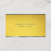 エレガント金ゴールド&ダークグレーブラッシュメタル 名刺 (正面)