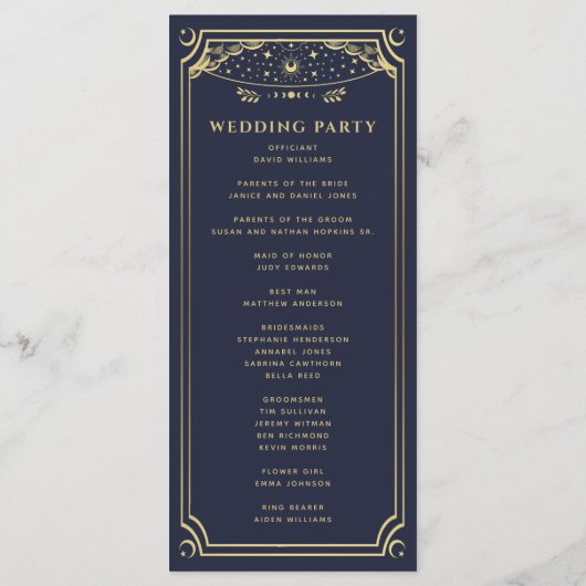 エレガント金ゴールド&ネイビータロット結婚ズ プログラム (裏面)