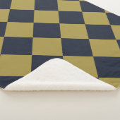 エレガント金ゴールド&ネイビーブルーダイヤモンドパターン シェルパブランケット (3/4)