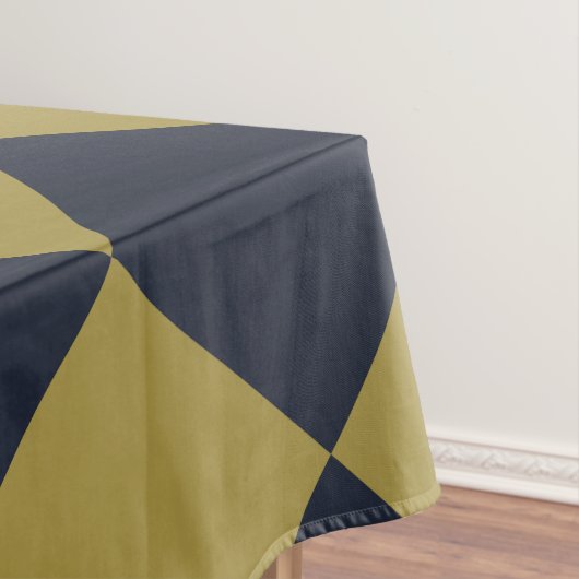 エレガント金ゴールド&ネイビーブルーダイヤモンドパターン テーブルクロス (インサイチュ)