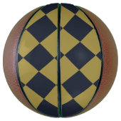 エレガント金ゴールド&ネイビーブルーダイヤモンドパターン バスケットボール (縦)