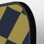 エレガント金ゴールド&ネイビーブルーダイヤモンドパターン ピックルボールラケット (左詳細)