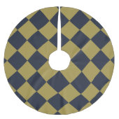 エレガント金ゴールド&ネイビーブルーダイヤモンドパターン ブラッシュドポリエステルツリースカート (正面)