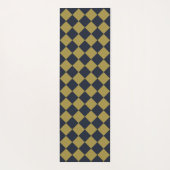 エレガント金ゴールド&ネイビーブルーダイヤモンドパターン ヨガマット (裏面)