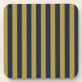 エレガント金ゴールド&ネイビーブルー垂直ストライプ コースター