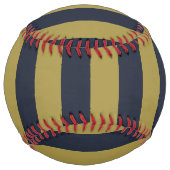 エレガント金ゴールド&ネイビーブルー垂直ストライプ ソフトボール (裏面)