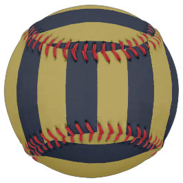 エレガント金ゴールド&ネイビーブルー垂直ストライプ ソフトボール
