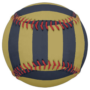 エレガント金ゴールド&ネイビーブルー垂直ストライプ ソフトボール