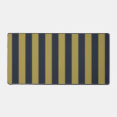 エレガント金ゴールド&ネイビーブルー垂直ストライプ デスクマット (正面)