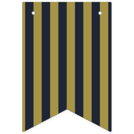 エレガント金ゴールド&ネイビーブルー垂直ストライプ バンティングフラッグ