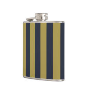 エレガント金ゴールド&ネイビーブルー垂直ストライプ フラスク (左)
