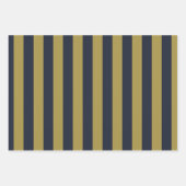 エレガント金ゴールド&ネイビーブルー垂直ストライプ ラッピングペーパーシート (正面)