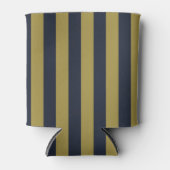 エレガント金ゴールド&ネイビーブルー垂直ストライプ 缶クーラー (正面)