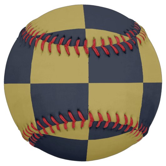 エレガント金ゴールド&ネイビー市松模様にル型 ソフトボール (正面)