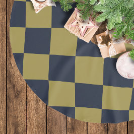 エレガント金ゴールド&ネイビー市松模様にル型 ブラッシュドポリエステルツリースカート