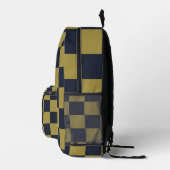 エレガント金ゴールド&ネイビー市松模様にル型 プリントバックパック (右)