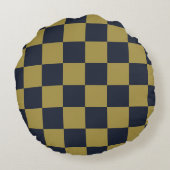 エレガント金ゴールド&ネイビー市松模様にル型 ラウンドクッション (裏面)