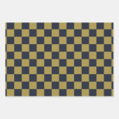 エレガント金ゴールド&ネイビー市松模様にル型 ラッピングペーパーシート (正面3)