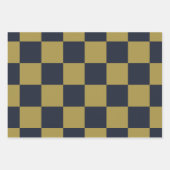 エレガント金ゴールド&ネイビー市松模様にル型 ラッピングペーパーシート (正面)