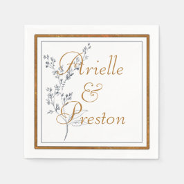 エレガント金ゴールド・ネイビー紙ナプキン スタンダードカクテルナプキン