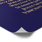 エレガント金ゴールド&ネイビー4テーブル結婚の座席表 ポスター (角)